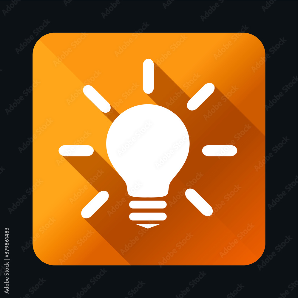 Poster flat universal white icon with shadows on realistic colorful button on black background . isolated v