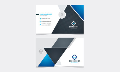 Blue modern creative business card and name card, horizontal simple clean template vector design