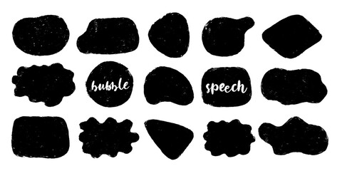 Bubble speech collection communicate. Hand drawn doodle.