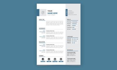 Elegant CV, Resume template minimalist black and white vector