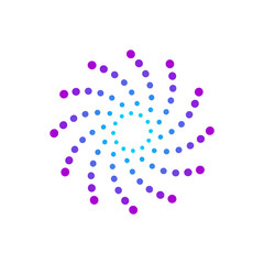 Abstract galaxy illustration.Twisting funnel space scene. Blue and purple gradient. Distant galaxy in infinite universe. Vortex made of dots. Nebula rotating. Vector illustration, flat, clip art. 