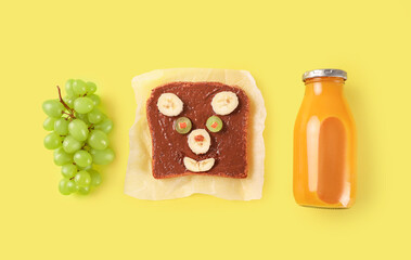 Sweet funny sandwich. Lunch for child