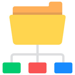 
Trendy flat design icon of folder structure 
