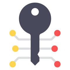 
Key with network nodes depicting digital key icon
