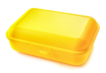 Empty yellow plastic lunch container