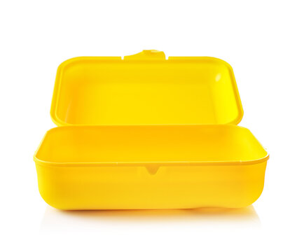 Empty Yellow Plastic Lunch Container