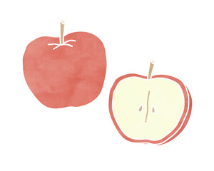 手描きのリンゴのイラストのセット かわいい おしゃれ 断面 果物 フルーツ デザート 食材 Apple Wall Mural App Yugoro