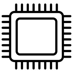 
Processor chip icon, microchip flat vector design.
