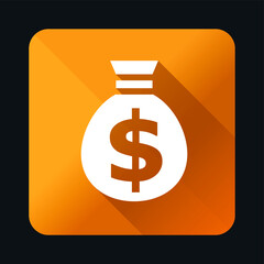 Flat Universal White Icon with Shadows on Realistic Colorful Button on Black Background . Isolated Vector Elements