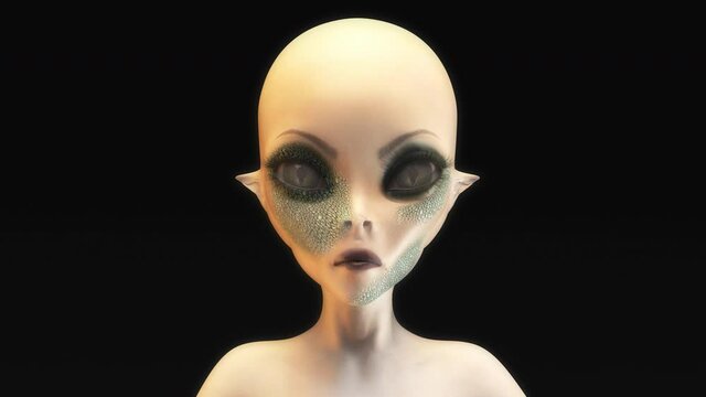 3D animation of a morphing alien face