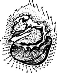 hand drawn illustration of a crocodile