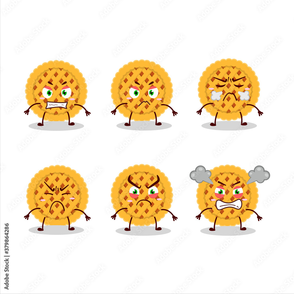 Wall mural pumpkin pie cartoon character with various angry expressions