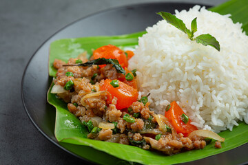 Rice with Basil and Minced Pork.