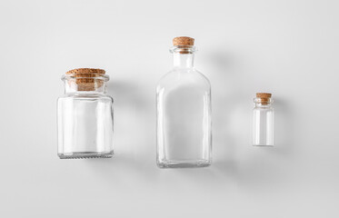 Empty glass bottles with corks