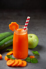 Healthy drink, fresh carrot juice
