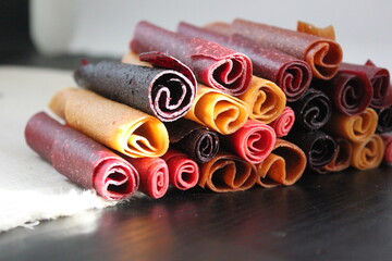 Fruit pastila om black background