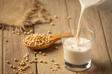 Soy Milk, Soy Food and Beverage ProductsFood nutrition concept.