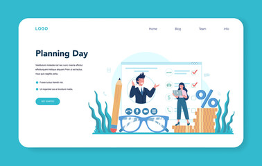 Businessman personal assistant web banner or landing page.