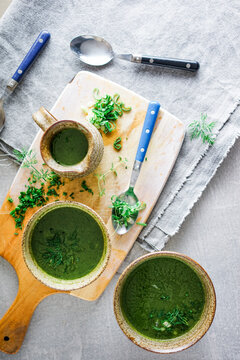 Healthy homemade spinach,dill,ginger and spring onion soup.