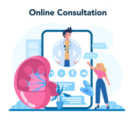 Urologist online service or platform. Idea of kidney and bladder