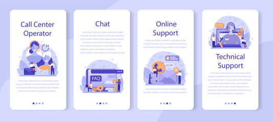 Call center or technical support mobile application banner set. Idea