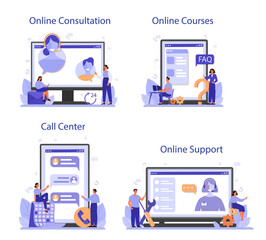 Call center or technical support concept set. Idea of customer service