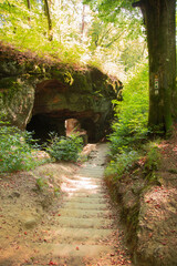 The Huel Lee is man-made caves in Luxembourg Sand-stone. The forest and the surroundings near the...