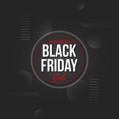 Black Friday social media post banner, abstract black friday sale banner on black background