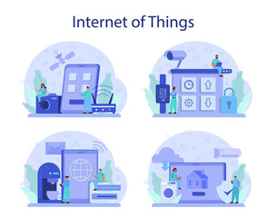 Fototapeta premium Internet of things set. Idea of cloud, technology and home. Modern