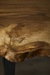 Stylish compositon of craft oak wooden table with chairs and modern floor in beautiful orangery. Template. Details. Texture.