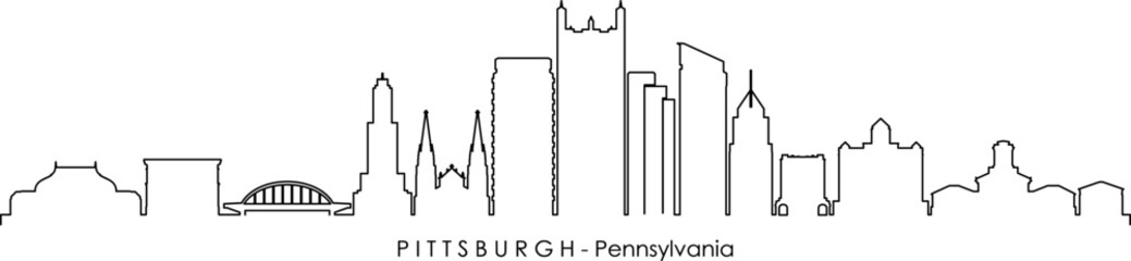 PITTSBURGH City Pennsylvania Skyline Silhouette Cityscape Vector