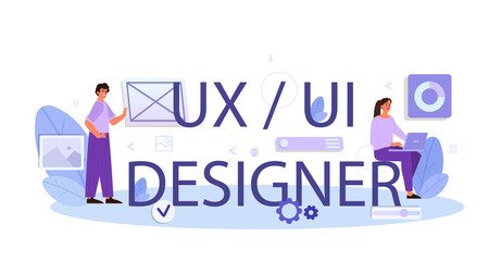 UX UI designer typographic header. App interface improvement