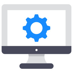 
Flat design of system setting, gear inside monitor 
