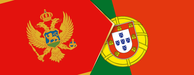 Montenegro and Portugal flags, two vector flags.