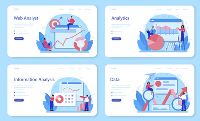 Website analyst web banner or landing page set. Web page improvement