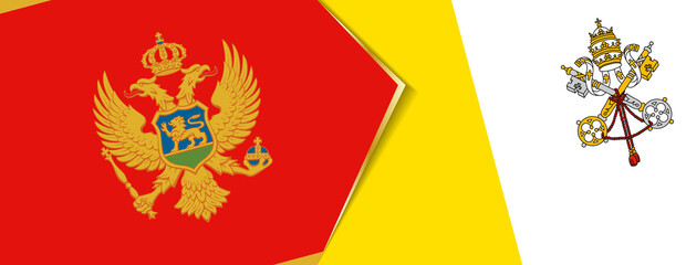 Montenegro and Vatican City flags, two vector flags.