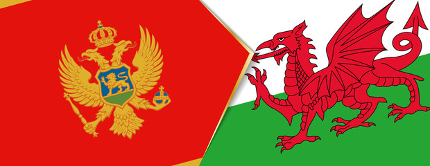 Montenegro and Wales flags, two vector flags.