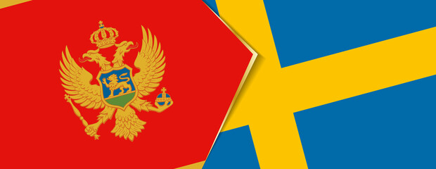 Montenegro and Sweden flags, two vector flags.