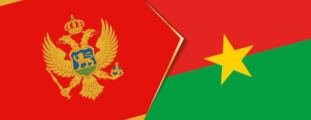 Montenegro and Burkina Faso flags, two vector flags.