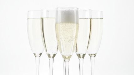 Champagne. flute-style glasses with Sparkling Wine on Holiday Bokeh Blinking light background. Celebration