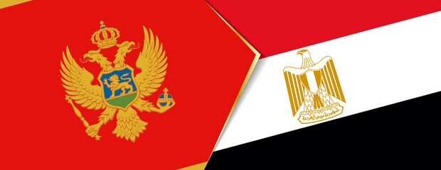 Montenegro and Egypt flags, two vector flags.