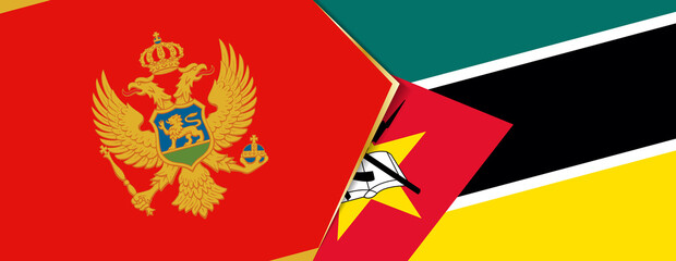 Montenegro and Mozambique flags, two vector flags.