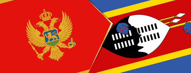 Montenegro and Swaziland flags, two vector flags.