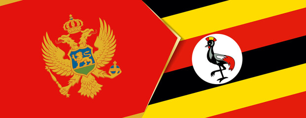 Montenegro and Uganda flags, two vector flags.