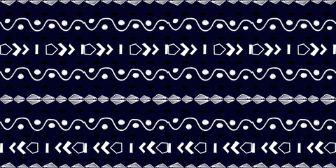 White modern stripes on blue background, seamless pattern hand drawn surface design for home.