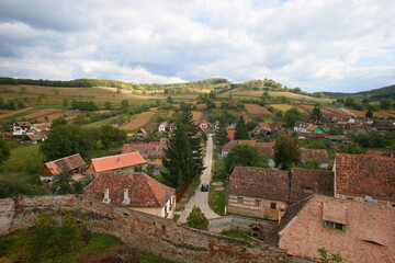 Fototapeta na wymiar View from the fortified Church in Biertan, Romania, Europe