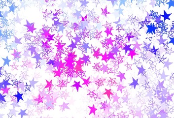Light Blue, Red vector layout with bright stars.