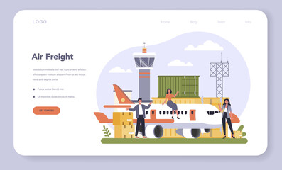 Air freight and logistic industry web banner or landing page. Cargo