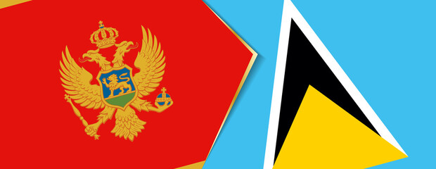 Montenegro and Saint Lucia flags, two vector flags.