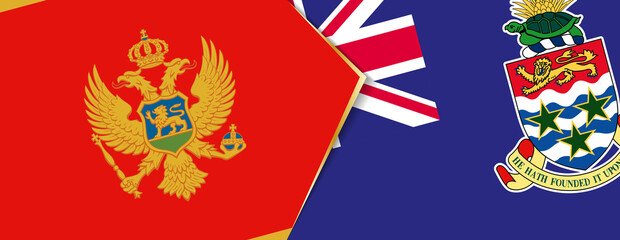 Montenegro and Cayman Islands flags, two vector flags.